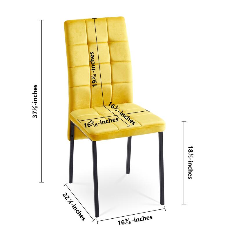 Set Of 2 Velvet High Back Nordic Dining Chair Modern Fabric Chair with Black Legs for Home,Kitchen