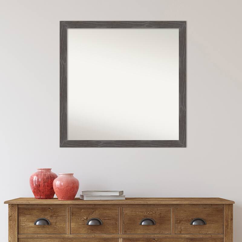 Non-Beveled Wood Wall Mirror - Woodridge Rustic Grey Frame - Woodridge Rustic Grey