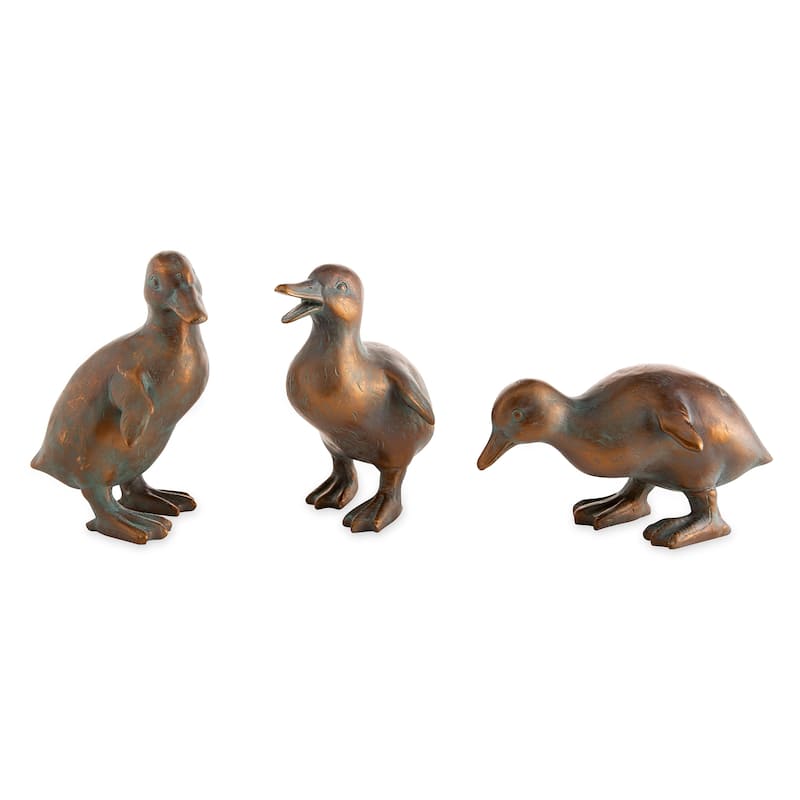 Duck Family with Mother and Three Babies Resin Garden Statues, Set of 4