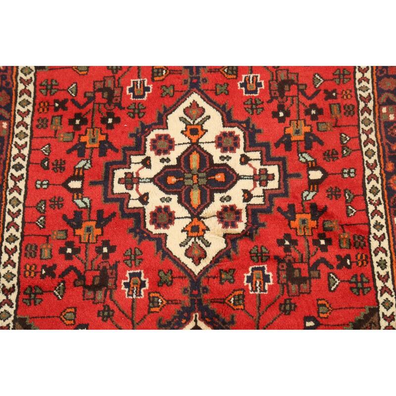 Traditional Geometric Hamedan Persian Area Rug Wool Hand-knotted - 3'1" x 5'1"