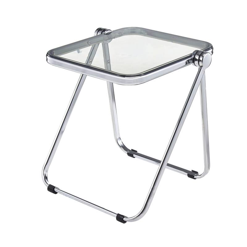 LeisureMod Lawrence Rectangular Folding Table with Aluminum Frame - 16.73 - Transparent Black
