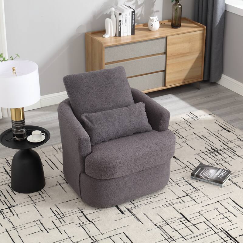 32.68" Swivel Barrel Chair with Metal Base