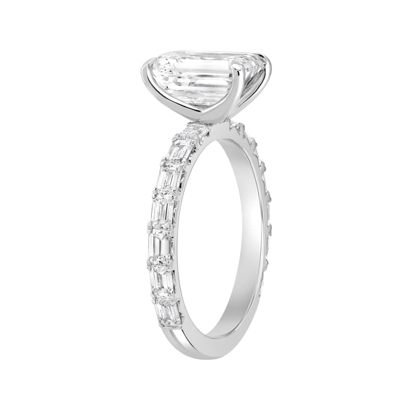 Auriya 14k Gold 6 1/5ctw Emerald Lab Grown East-West Diamond Engagement Ring (E-F VS)