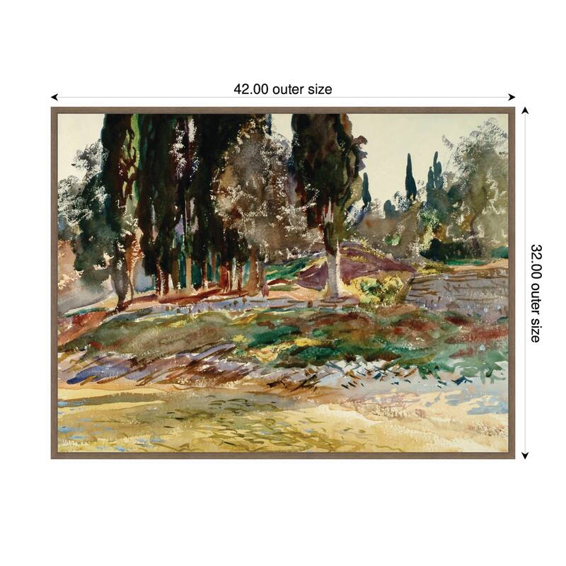 Kate and Laurel Cypress Trees at San Vigilio Lake Garda John Singer Sargent by Nostalgia Prints Framed Canvas Wall Art Print