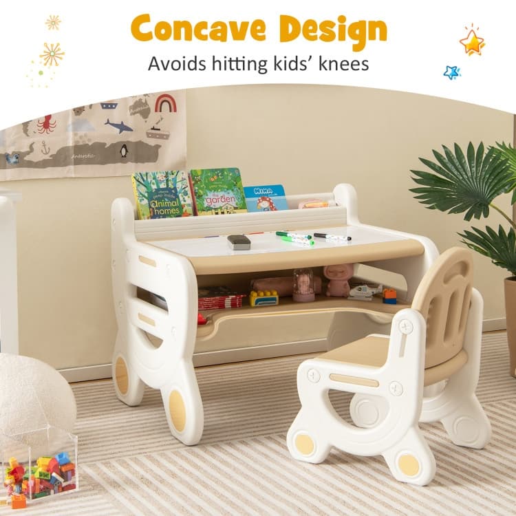 Kids Drawing Table and Chair Set with Watercolor Pens and Blackboard Eraser - 30.5" x 23.5" x 23"