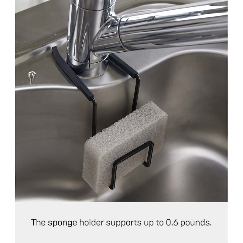 Yamazaki Home Faucet-Hanging Sponge Holder - Two Sizes, Steel, Single - L 5.71 x W 2.36 x H 4.92 inches