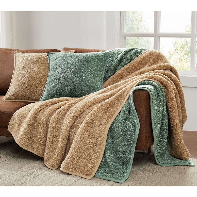 Brooklyn Loom Heathered Sherpa Blanket and Throw