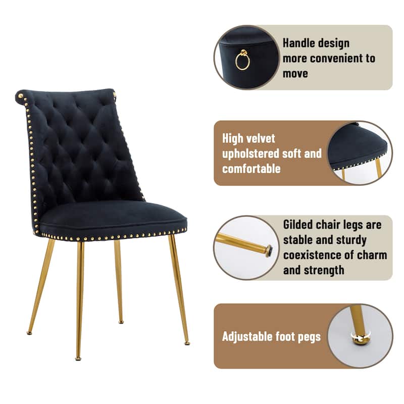 Clihome Modern Velvet Upholstered Featured Dining Chairs (Set of 2)