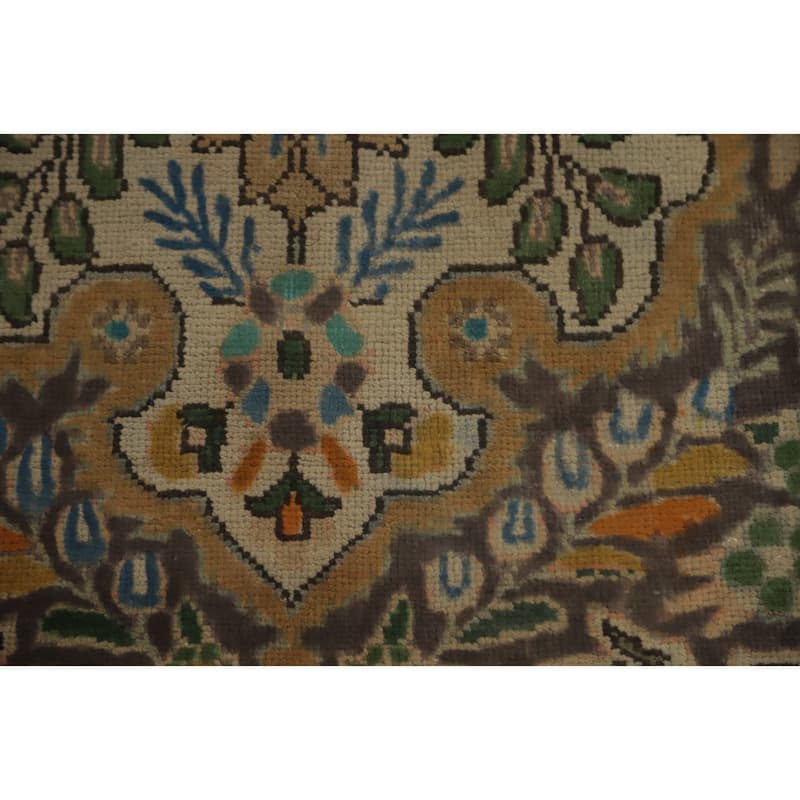 Hand Knotted Oriental 100% Wool Carpet Traditional Floral Brown Tabriz Area Rug - 11' 1'' X 8' 5''
