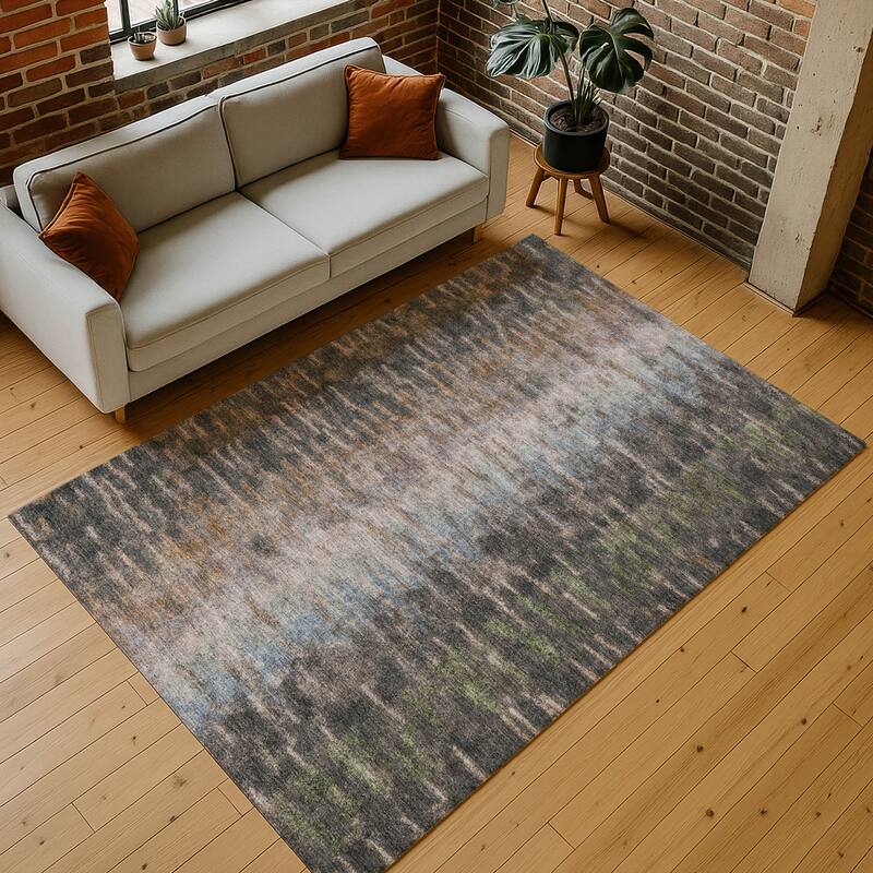 Machine Washable Indoor/ Outdoor Contemporary Ombre Chantille Rug