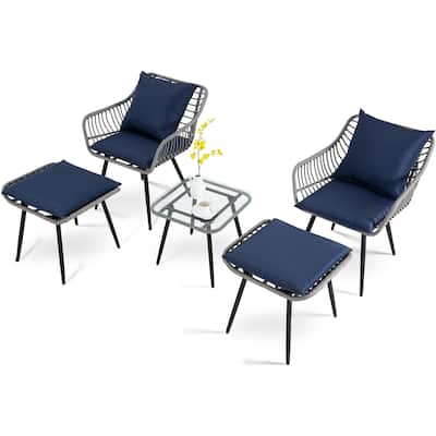 5 Piece Patio Bistro Set with Ottoman