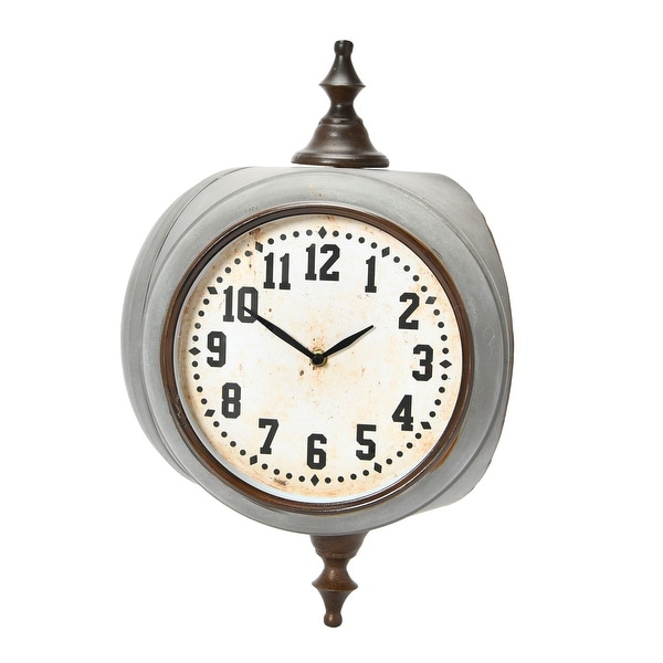 Decorative Metal Double Sided Wall Clock with Distressed