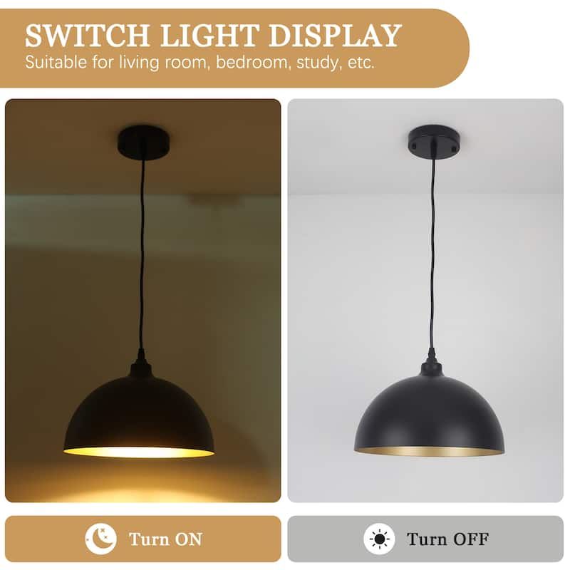 1 - Light 11.8" W Single Dome Pendant for Kitchen Island Dining Room (Set of 3) - W 11.81 in