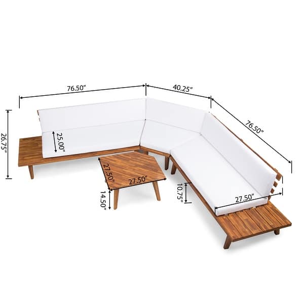 Hillcrest Outdoor Vshaped 4piece Acacia Sectional by Christopher Knight Home Bed Bath