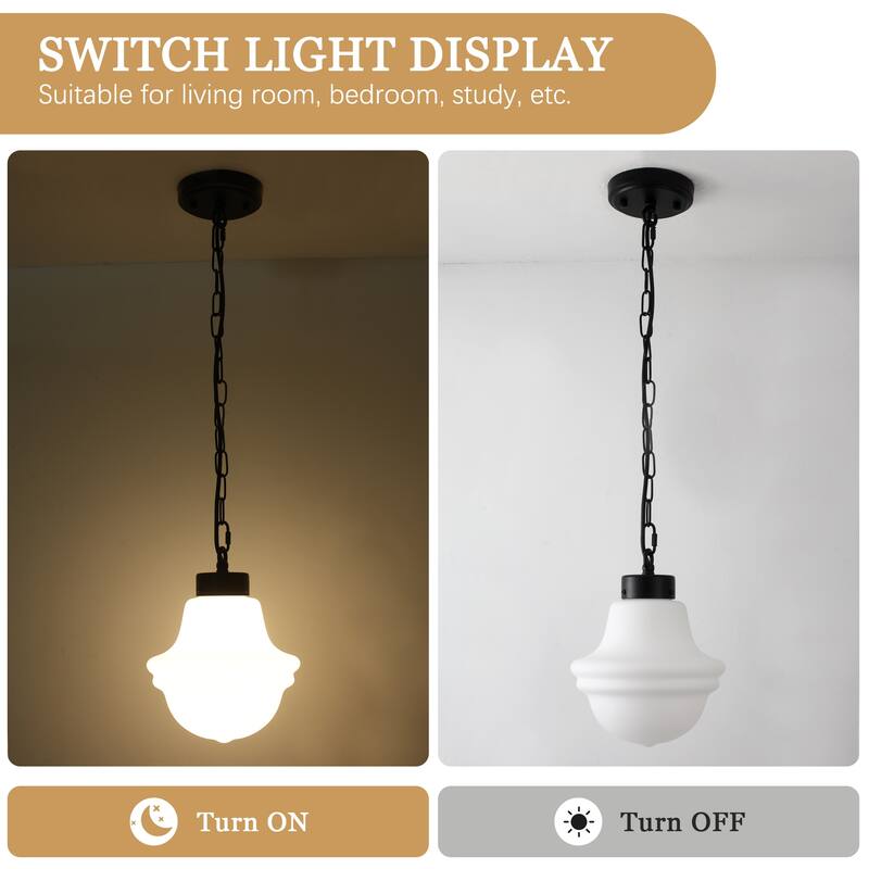 1- Light 8.26'' Wide Dimmable White Milk Glass Pendant