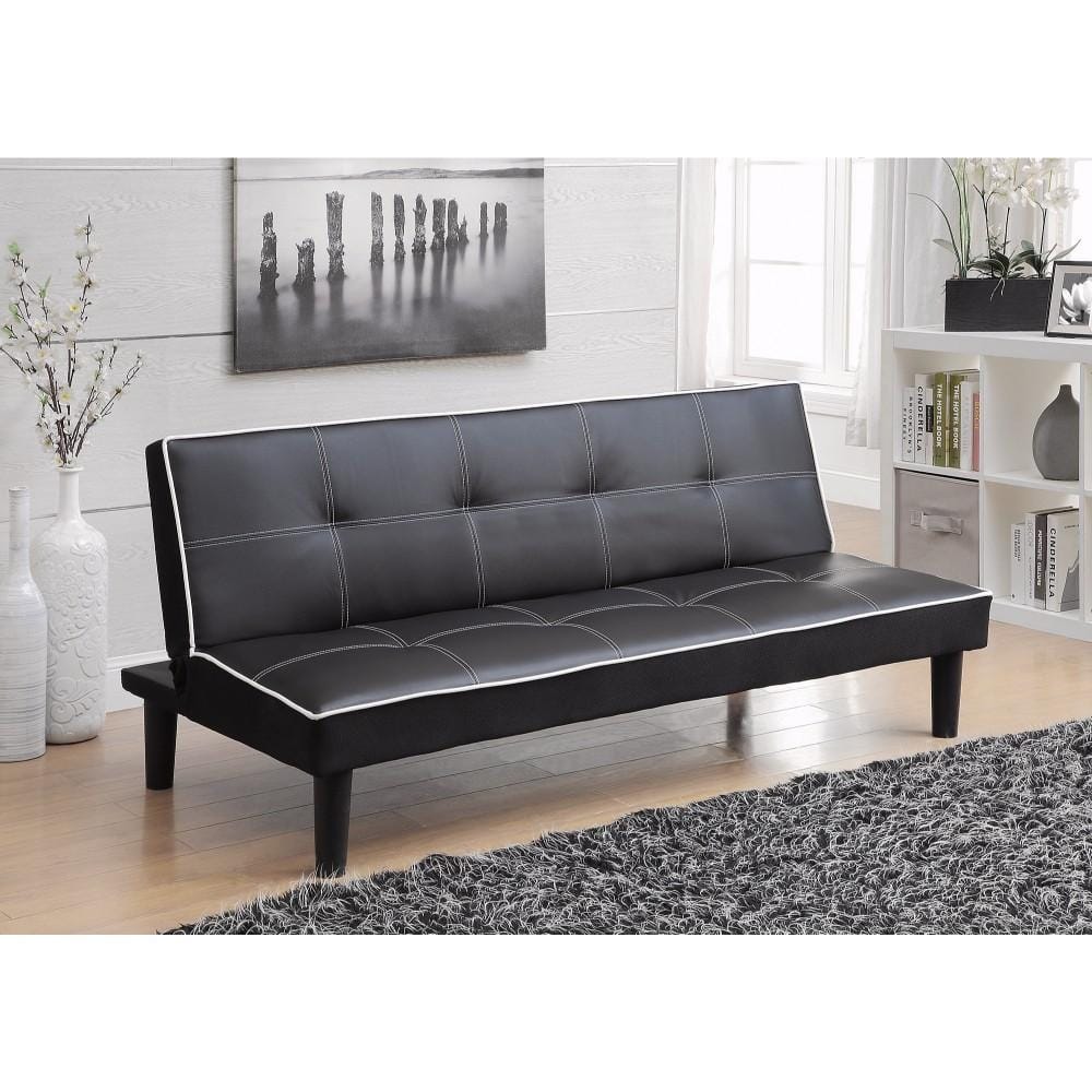 Contemporary Sofa Bed, Black - 14 H x 38 W x 67 L Inches