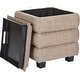 preview thumbnail 18 of 32, Modern Cube Ottoman with Tray Top and Hidden Storage Linen Seat