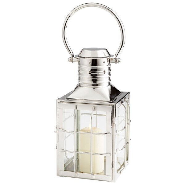 Cyan Design 09750 Remington Glass and Stainless Steel Lantern Candle Holder - Nickel