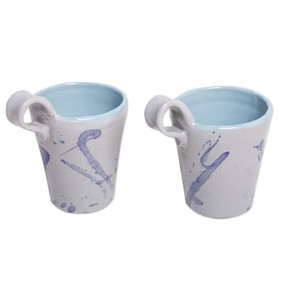 Novica Handmade Piping Hot Ceramic Mugs (Pair)