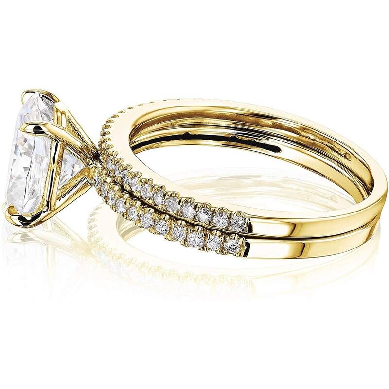 Annello by Kobelli 14k Gold 2.1ct TGW Moissanite and Lab Diamond Bridal Set (HI/VS, DEF/VS)