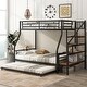 preview thumbnail 18 of 28, Twin Over Full Size Metal Bunk Bed with Trundle & Storage Staircase, Bedroom Heavy Duty Bed Frame with Full-Length Guardrail