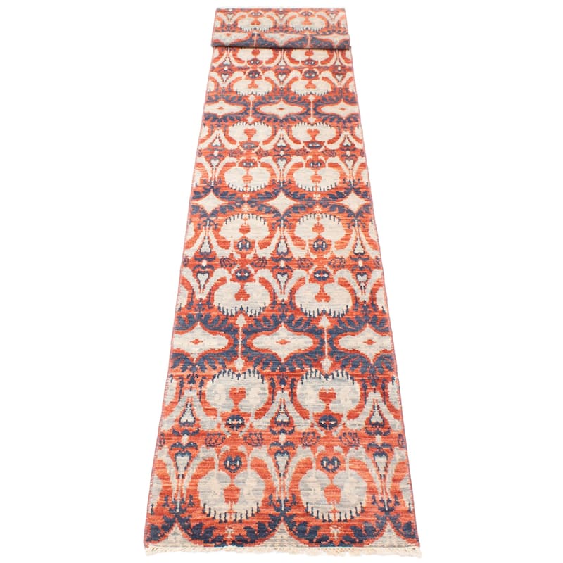 ECARPETGALLERY Hand-knotted Mystique Red Wool Rug - 2'6 x 14'7