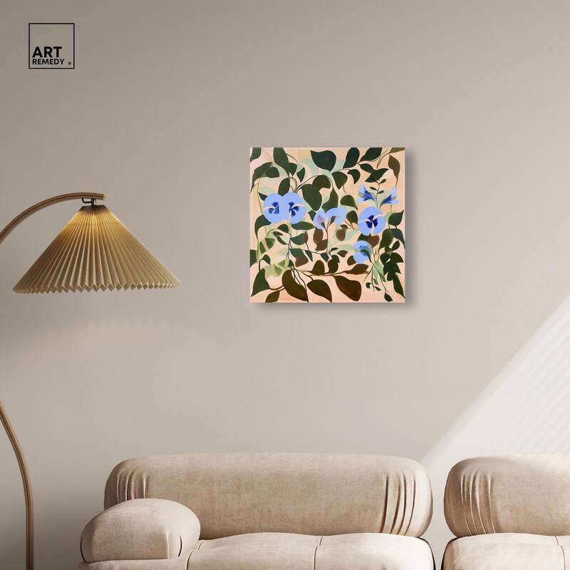 Naive Blue Flowers Canvas by Art Remedy, Gallery Wrapped