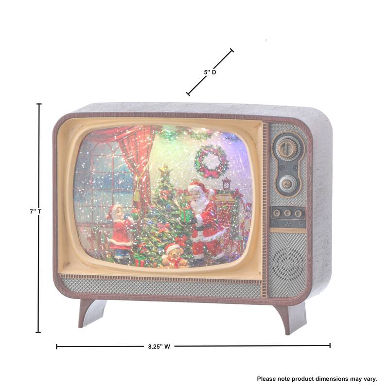 8.5" Santa Scene Tv Globe LED Battery Timer USB Plug-in