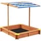 preview thumbnail 17 of 18, Kids Sandbox with Adjustable Cover, 46'' Wooden Sand Box with 2 Foldable Bench Seats, Outdoor Sandpit for Backyard Play Reddish Brown