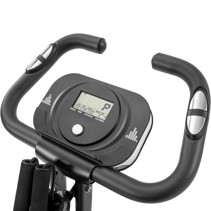 Folding Exercise Bike, Fitness Upright and Recumbent X Bike with 10 Level Adjustable Resistance, Arm Bands and Backrest