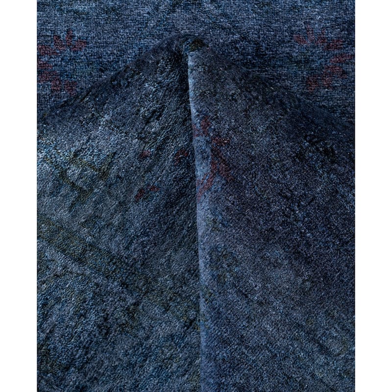 Overdyed One-of-a-Kind Hand-Knotted Runner Rug - Navy - 2' 7" x 15' 10"