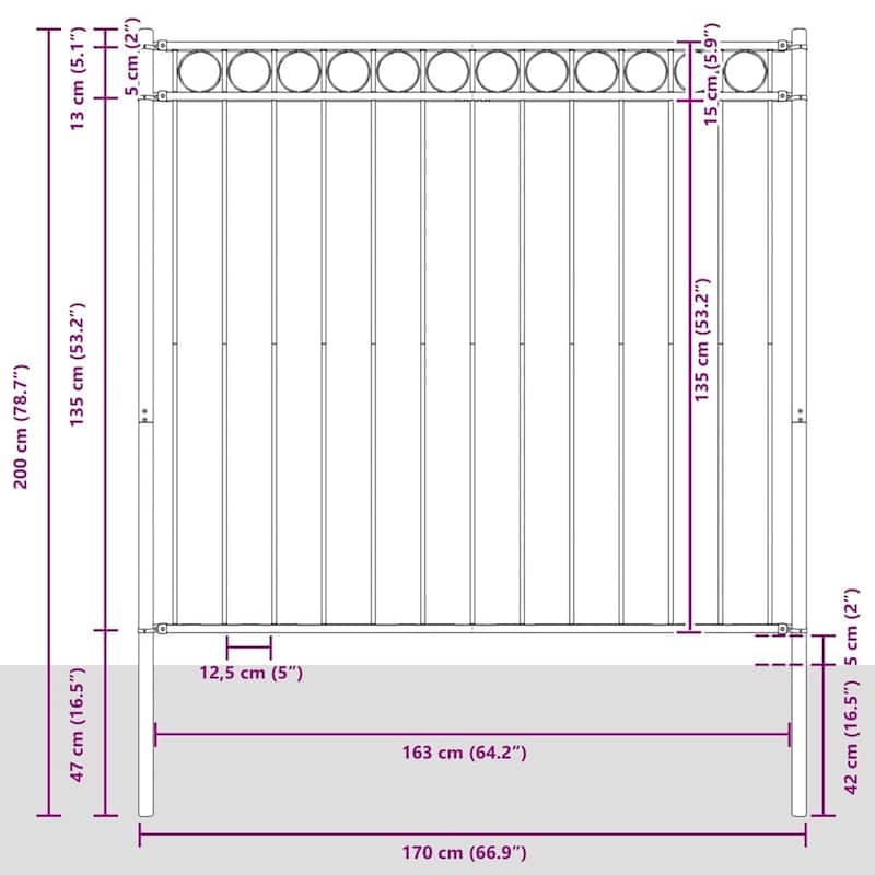 vidaXL Garden Fence Gray Steel
