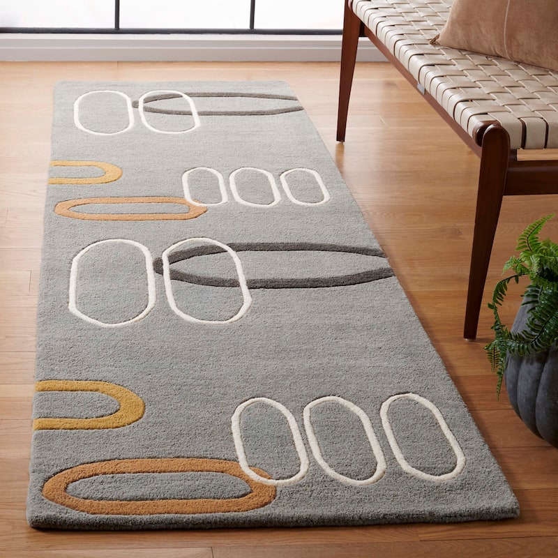 SAFAVIEH Handmade Soho Eluned Abstract N.Z. Wool Rug - 2'6" x 8' Runner - Blue/Multi