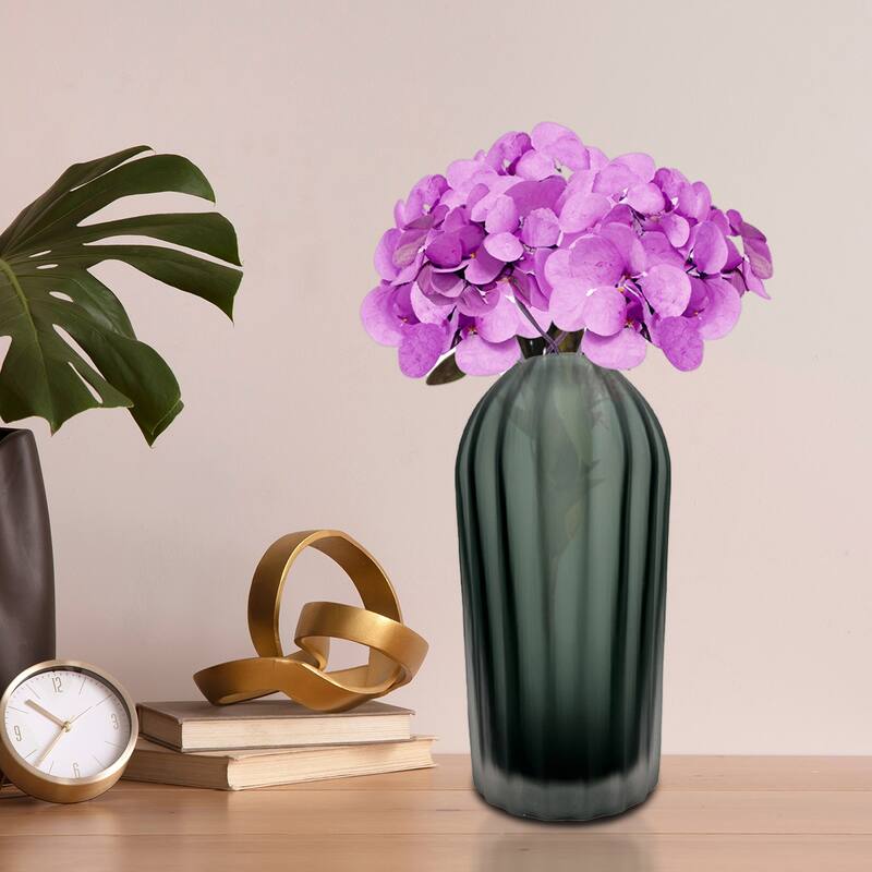 12" High Premium Contemporary Glass Vase in Grayish Blue