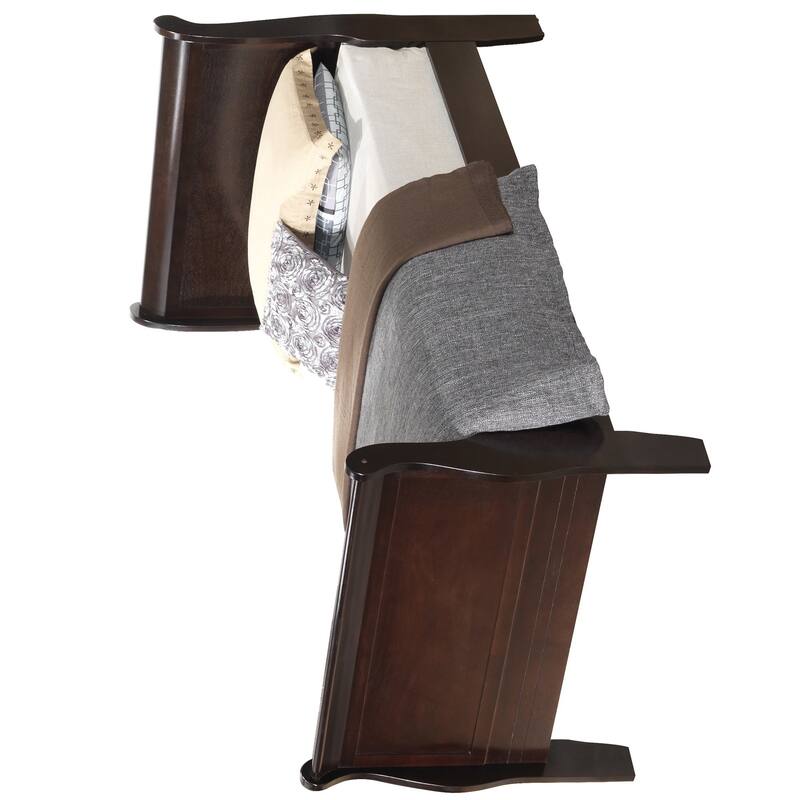 Wooden Sleigh Twin Platform Bed - 87" - Dark Brown