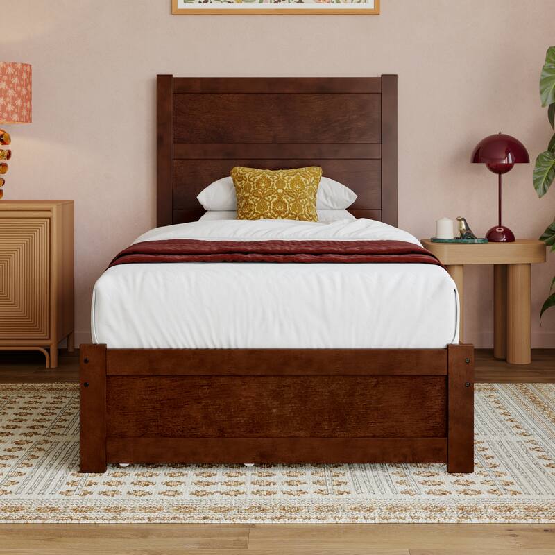 Aveline Wood Platform Bed with Matching Footboard & Storage Drawers