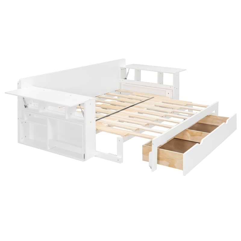 4-in-1 Convertible Daybed with Foldable Desk, Pull-Out Bed & Storage by Harper&Bright Designs