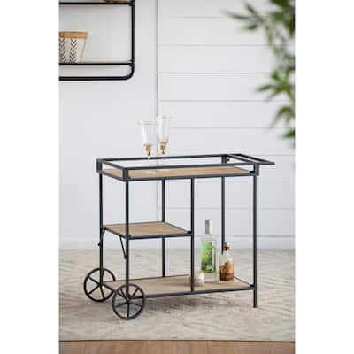 32.3x15.7x26.8" Bar Cart,Shelf With Wheel