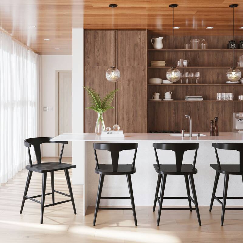 Poly & Bark Enzo 23.5" Seat Height Counter Stool - Solid Oak Wood