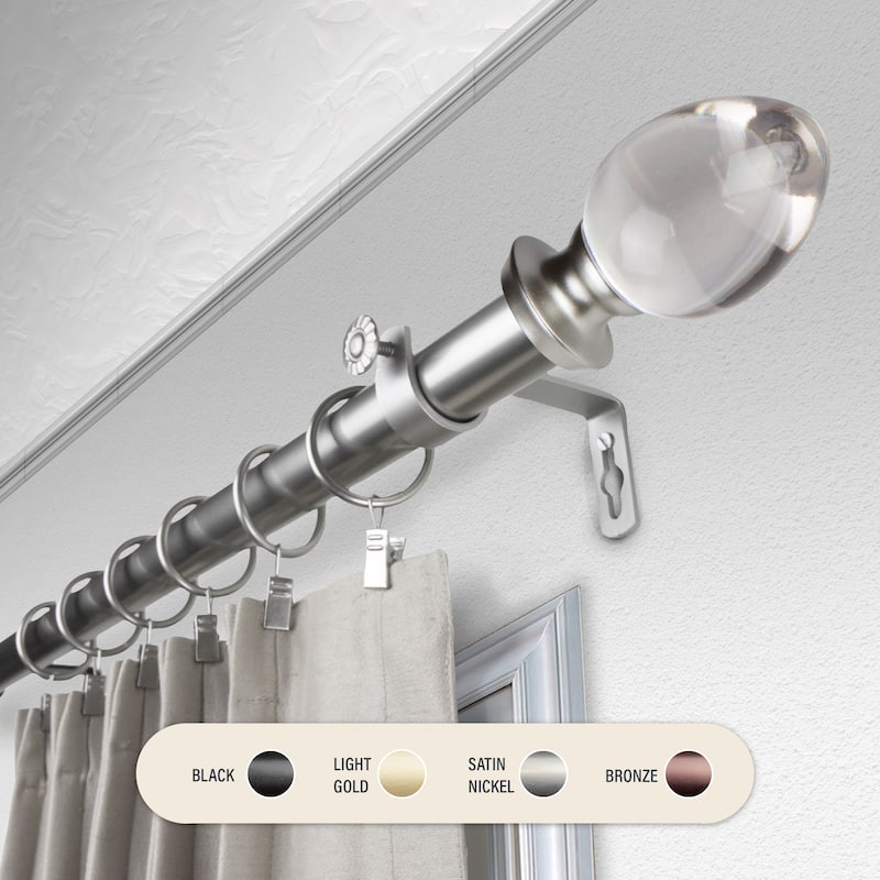 InStyleDesign Raldo 1 inch Diameter Adjustable Curtain Rod - 28 to 48 inches - Satin Nickel