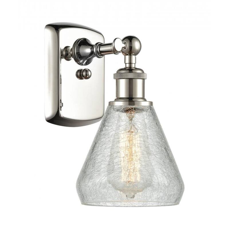 Innovations Lighting Conesus 12" Tall Bathroom Sconce - Polished Nickel / Clear Crackle
