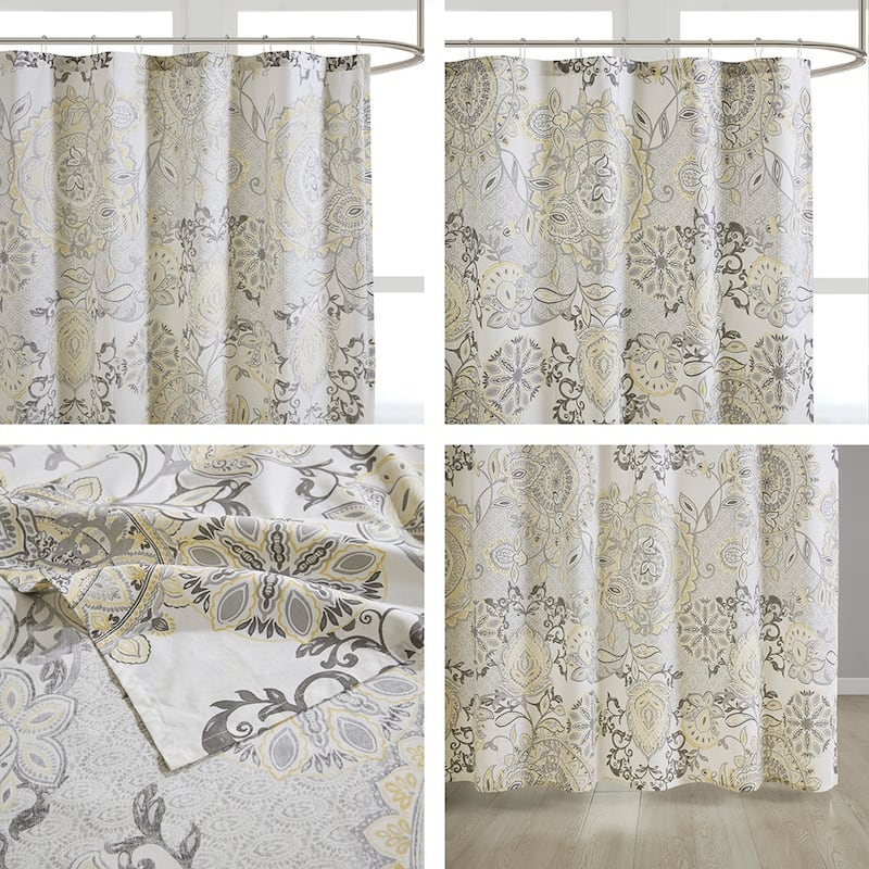Shabby Chic Floral Printed Cotton Shower Curtain