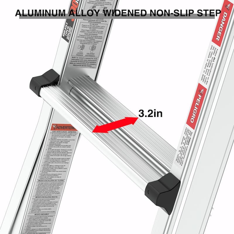22 FT Aluminum Multi-Position Ladder with Wheels