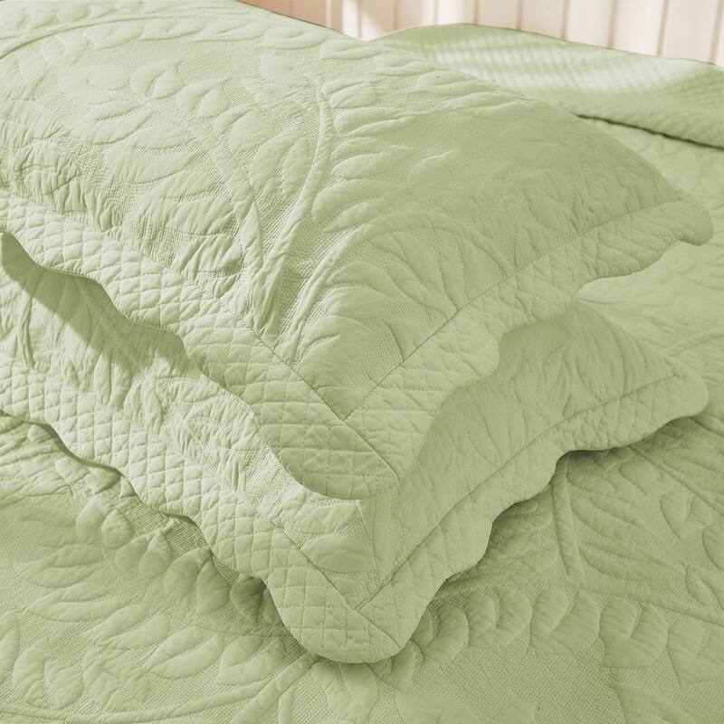 MarCielo 2-Piece 100% Cotton Embroidered Quilted Pillow Shams