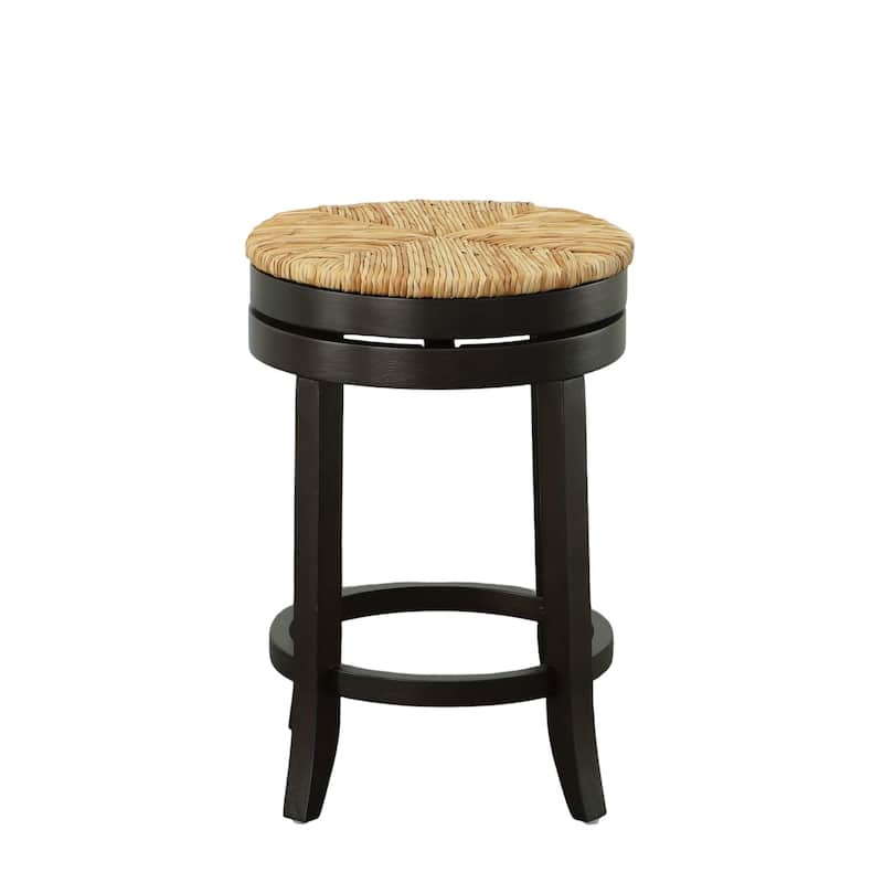 The Curated Nomad Aragon Rush Seat Swivel 24-inch Counter Stool