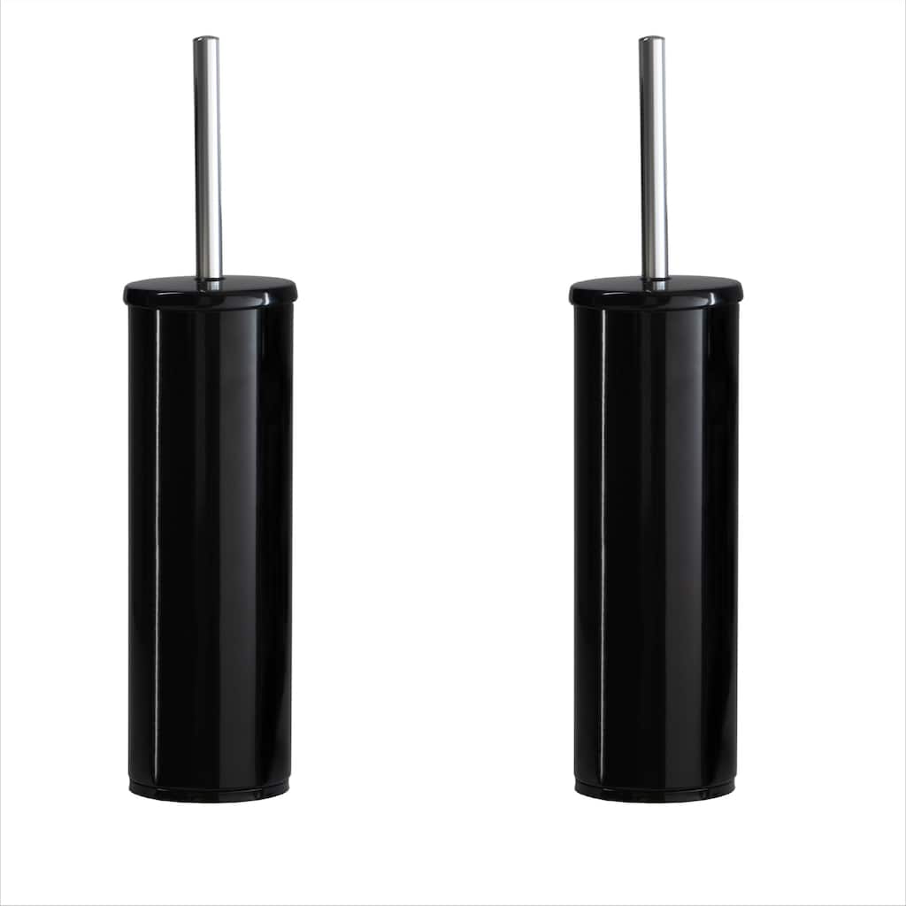 Bath Bliss 2 Pack Modern Aluminum Deluxe Stainless Steel Toilet Brush with Removable Liner
