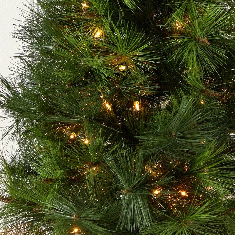 3' Pre-Lit Artificial Christmas Tree with Burlap Bag, Clear Lights - 3 Foot