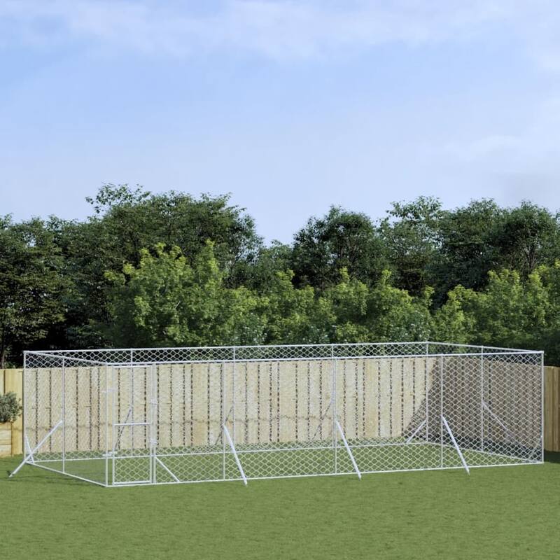 vidaXL Outdoor Dog Kennel Silver Multi-Size Galvanized Steel