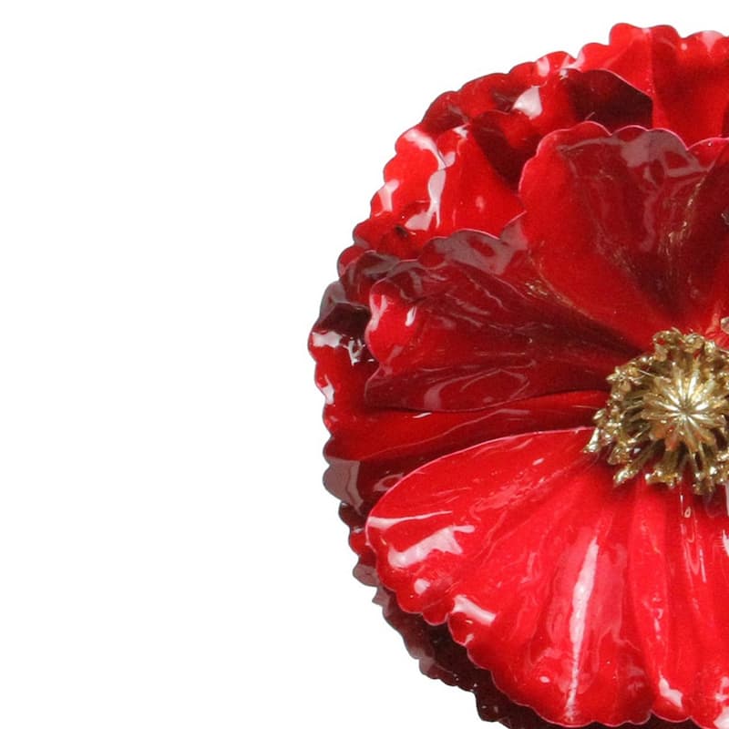 4.5" Red and Gold Contemporary Poppy Christmas Clip