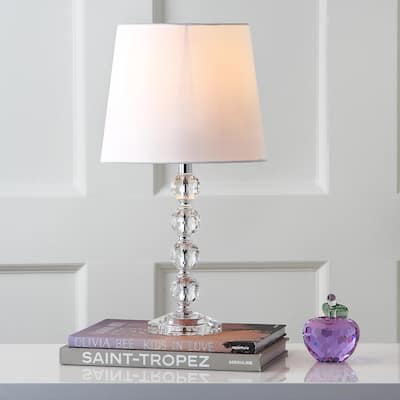 SAFAVIEH Lighting 16-inch Nola White Shade Stacked Crystal Ball Table Lamp (Set of 2) - 9"x9"x16"